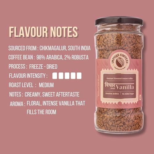 Image of Impulse Coffees Vichaar Over Vanilla | Instant Coffee Powder | Ideal For Hot & Cold Coffee | Coffee Powder In Fresh | Smooth Medium Roast | Coffee Vanilla Flavour | Jar Packed | 100 Gms