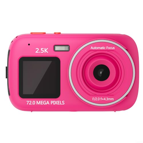 XJ07 - Mini fotocamera digitale per bambini con messa a fuoco automatica supporta fino a di memoria e registra in 2 5K HD 128 GB rosso