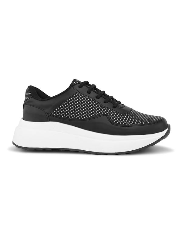 Image of XE Looks White Lace-Up Platform Sneakers | Perforated Upper | Cushioned Insole | Casual & Walking Shoes for Girls & Women