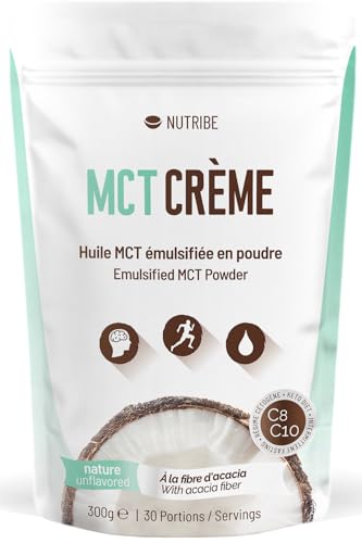 Nutribe MCT-Pulver C8 C10 aus Kokosöl mit Akazienfaser 300g – Geschmacksneutral für ketogene Ernährung