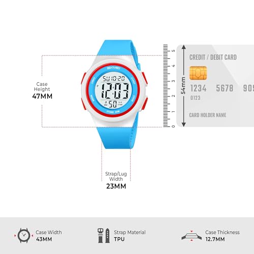 Image of SKMEI Digital Kids Watch for Boys & Girls - Waterproof Sports Wristwatch with LED Backlight, Alarm, Stopwatch & Dual Time Zone - Durable Kids Outdoor Watch - 2286