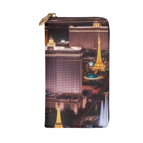 Leather Wallet - Stylish and Durable Wallet for Women with Multiple Compartments and Zipper Design Las Vegas Night City Picture2