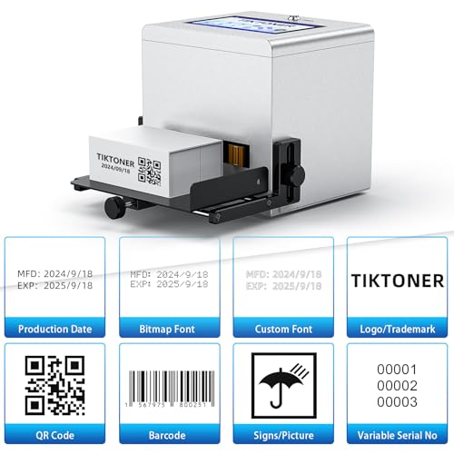 Image of Inkjet Coding Machine, Date Printer with 7-inch Touch Screen Batch Code Printer with 42ml Quick-Drying Ink Cartridge Inkjet Coder for Barcode /QR Code /Number /Picture Print on Many Materials