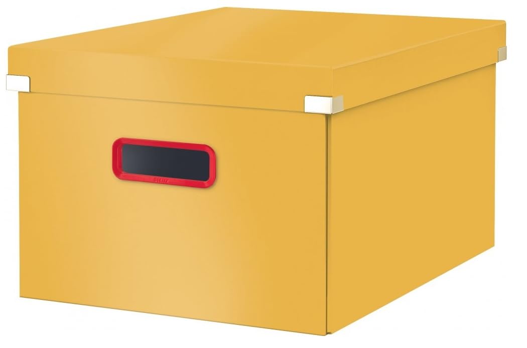 Leitz, Średnie Składane Pudełko do Przechowywania Leitz Cosy, z Pokrywką, A4, Wysokiej Jakości Karton, do Domu/Biura, Kolor Ciepły Żółty (53480019)