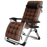 リクライニングチェア コールマン チェア インフィニティチェア ベランダ 椅子 アウトドアチェア 折りたたみ椅子 キャンプインフィニティチェア 無段階 角度調節 枕つき 耐荷重160kg 組立不要 仮眠 昼休み 昼寝 (パールコットンパッド-ブラウン)