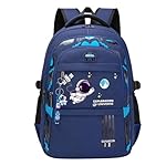 MITOWERMI Astronaut Backpack for Boys School Bags Space Kids Backpack for School Elementary Book Bags Girls Lightweight Travel Back Packs Blue