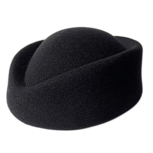 YING LAN Wool Cap Stewardess Pillbox Hat Teardrop Fascinator Base Sweet Black