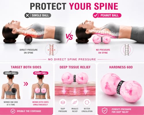 Image of FITZELAR Massage Lacrosse Balls for Myofascial Release, Quality Certification, Massage Deep Tissue for Back and Shoulder, Trigger Point Therapy, Muscle Knots, Relieving Muscle Pain (2Pink)