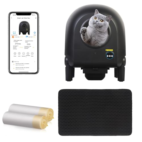 SnugglePals XXL Automatic Cat Litter Box with Video Function, Self Cleaning Cat Litter Box with Odor Control&Weight Monitoring, Ultral Quiet Operation with Litter Mat&Liners