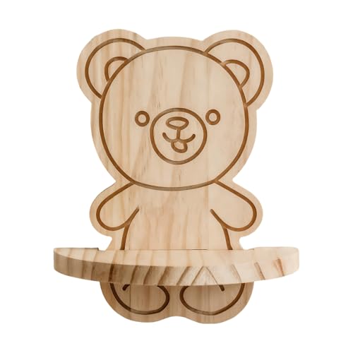 Shntig Estante de pared con forma de animal, hecho a mano, estantes flotantes montados en madera, estantes de almacenamiento para sala de estar, guardería, estante de animales