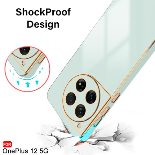 Image of TheGiftKart Luxurious Golden-Plated Back Cover Case for OnePlus 12 5G | Raised Lips for Camera & Screen Protection | Shockproof Design | Stylish Back Cover Case for OnePlus 12 5G (TPU, Green)