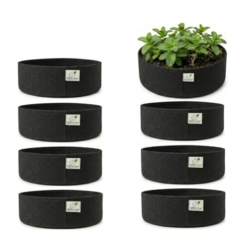 Image of 400 GSM Geo Fabric Round Grow Bags 12x6 Inch, Black Planting Bags for Terrace and Kitchen Gardening Pack of 8