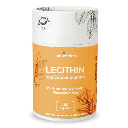 Sonnenblumenlecithin | 180 Kapseln | exakte Dosierung | Reinstoffprodukt | Ohne Zusätze | non-GMO | Flüssigkapseln reich an Phospholipiden | geprüfte Qualität
