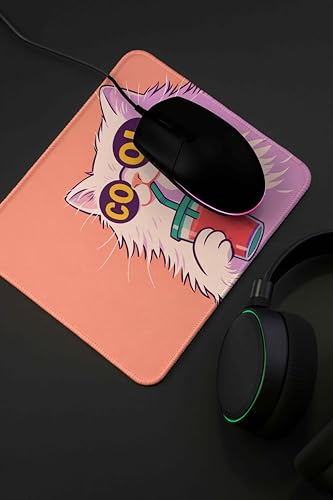 Image of Mouse Pad for Laptop & Desktop | 9x7 Inch Anti-Fray Stitched Edges | Non-Slip Rubber Base | Desk Setup Accessory for Students, Gamers & Professionals (Cool Cat)