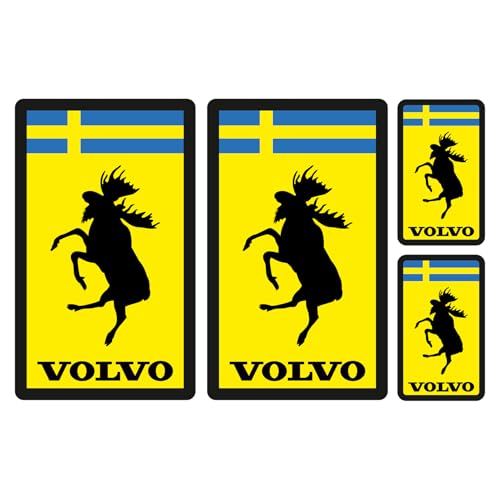 Finest Folia Juego de 4 pegatinas con emblemas de alce compatibles con Volvo Fun para coche, autoadhesivas, impermeables, resistentes al agua y a los túneles de lavado de Suecia R187