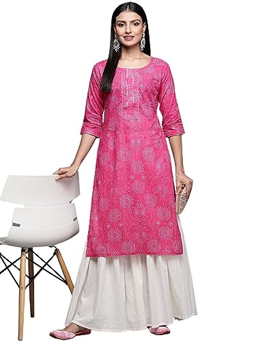 Image of Ayukta Women Cotton Printed Straight Kurta