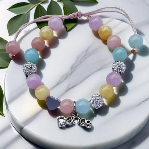 Image of DOLON Colorful Stones Handmade Crystal Ballet Charm Bracelet First Recital Stage Performance Dance Competition Encouragement Gift for Her