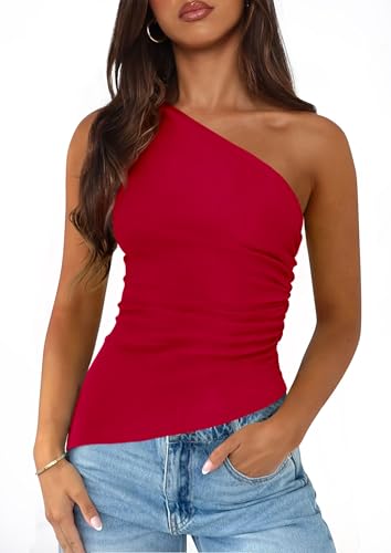 Image of PRETTYGARDEN One Shoulder Summer Tops for Women