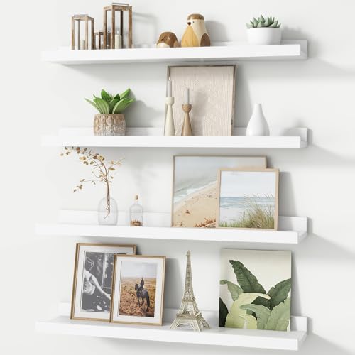 FLYJOE Picture Ledge Shelf, Floating Shelves Set of 4, 24 Inches Long Large Nursery Book Shelves for...