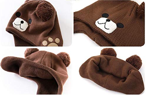 Llmoway Infant Toddler Boys Girls Beanie Kids Winter Fleece Ear Flaps Hat Cotton Knit Pom Cap Coffee #TOP6