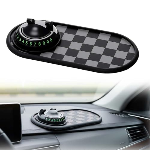 Multifunction Car Anti-Slip Mat 2026 New Car Anti Slip Mat Phone Holder for Dashboard Upgrade Dash Pad with Temporary Parking Number for Phone/Sunglasses/Key (Black)