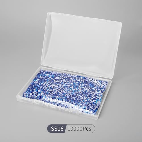 Image of 10000PCS Capri Blue Rhinestones Bulk, Flat Back Crystal Glass Stone Round Gems,SS16, 3.8-4.0mm
