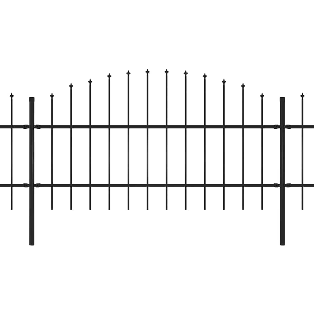 Garden Fence with Spear Top Steel 1248x100 cm Black Heavy Duty Security Barrier 11.9m Total Length Outdoor Boundary for Privacy and Pet Enclosure