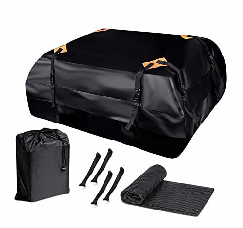 Zone Tech Car Roof Cargo Bag Water Resistant with a Protective Anti Slip Mat 8 Reinforced Premium Quality Straps Rubberized Extra Cushioning Car Roof Pad Travel Touring Road Trips for Car SUV