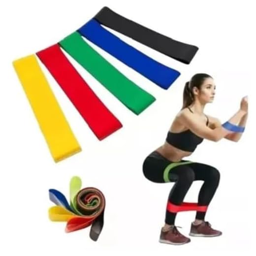 Kit Elástico Extensor Para Exercícios Faixa De Borracha Academia 5 Faixa Elastica Treino Em Casa Ginastica Pilates E Fisioterapia Kit Funcional Yoga Musculação Super Mini Band PREMIUN eTizzaShop