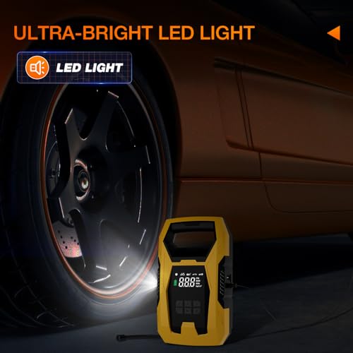 Image of Nilight AC /DC Tire Inflator Portable Air Compressor Dual Power Supply 110V AC 12V DC 150PSI Fast Inflation Heavy Duty with LED Light Pressure Gauge Auto Shutoff Pump for Car Motorcycle Bicycle Ball