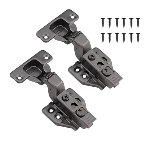 Image of VOLO Cabinet Hinges, Set of 1 (2 Pieces) for Furniture, Wardrobes, Doors, and Storage Units | (3D (Black) Soft Close (Mild Steel), 15 Crank | Inset)