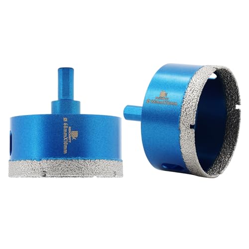 Image of Dry Diamond Core Drill Bit,BRSCHNITT 68mm Diamond Hole Saw Core Drill Bit with Triangle Shank for Porcelain Tile Ceramic Stone Granite Marble(2pcs)
