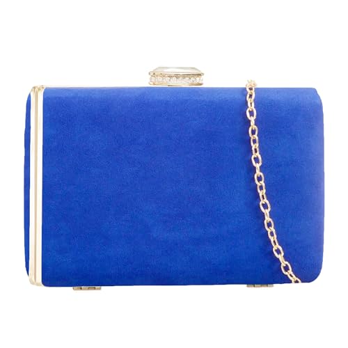 Étui rigide en daim synthétique bleu marine pour sac à main soirée