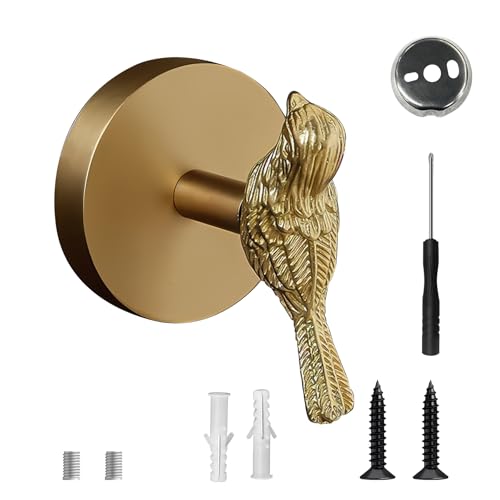 MEAKEO Brid Wall Hook, Solid Brass Heavy Duty Vintage Plant Hook. Used for Hanging Clothes, Hats, Towels, Bags, Organizing Decorative Wall Hooks