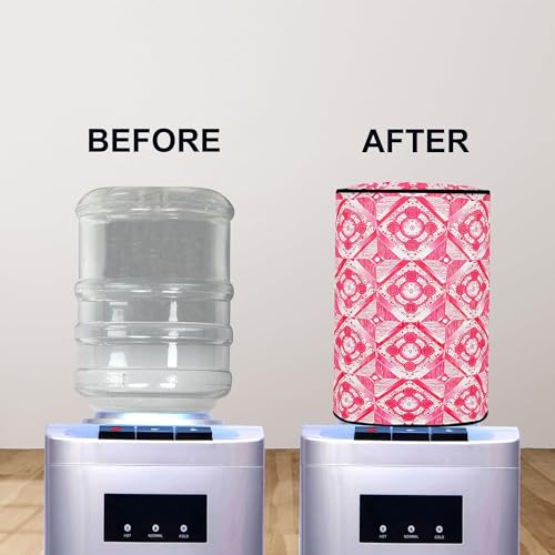 Image of Pack of 2 Pics. Polyvinyl Chloride Printed Waterproof and Oil-Proof Water Dispenser Bottle Cover, 20L, (Multicolour) (20 liter Water Bottel Cover) Combo Pack -Pack of 2 Pics- Pink Colour.