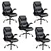 Brage Living 400LBS Big and Tall Office Chair, Leather Executive Desk Chair with Padded Flip-up Arms, Heavy Duty Swivel Rolling Computer Chair for Home Office, Black, Set of 5