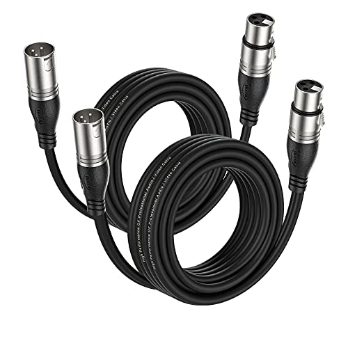 Image of EBXYA XLR Male to Female Balanced Mic Microphone Cable 6ft 2 Packs, Compatible with All Microphones Audio Systems with 3 Pins XLR, Black