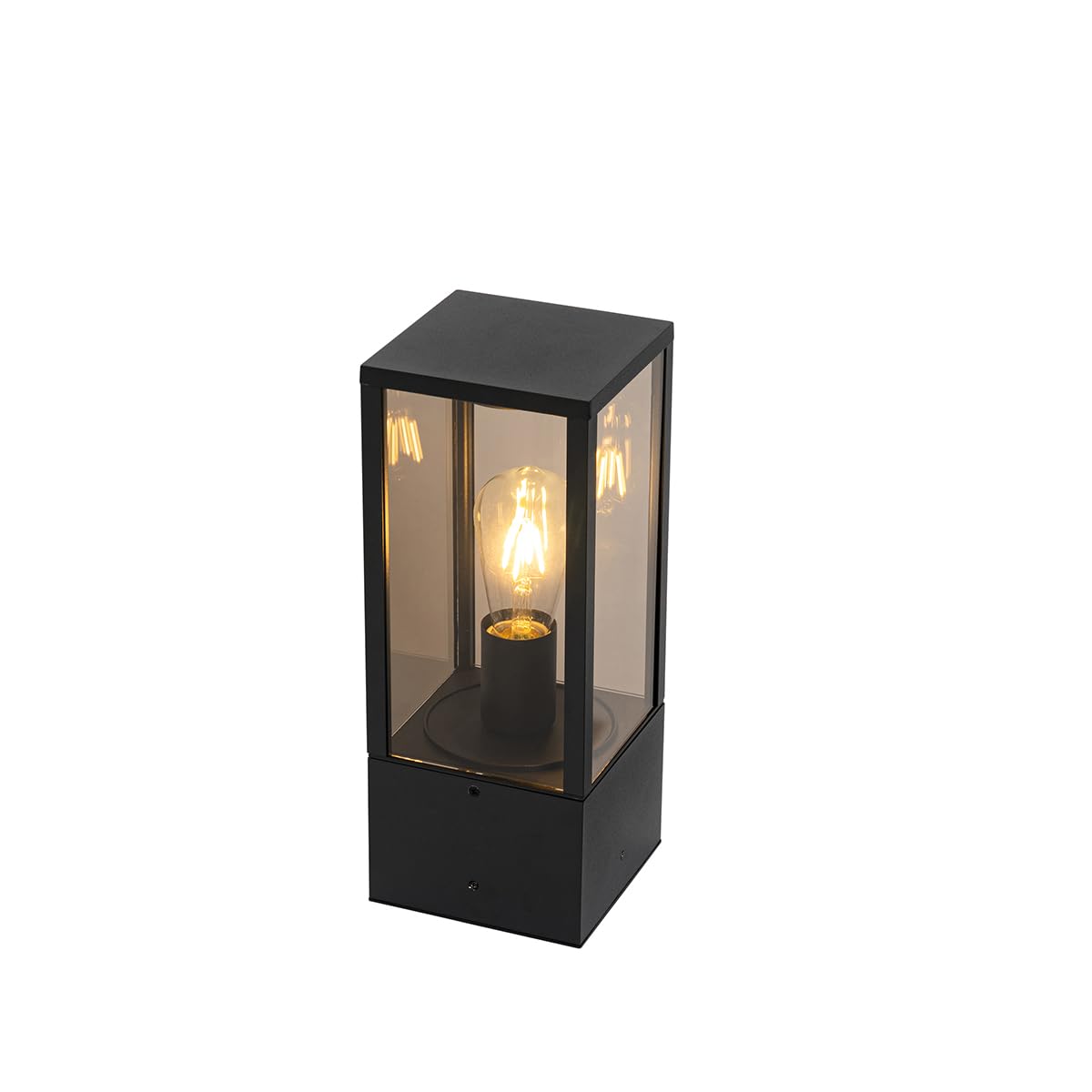 Qazqa Modern außen Pollerleuchte, Wegeleuchte, Pollerlampe für den Garten - Charlois - Schwarz mit Rauchglas, max. 40W, Geeignet für LED, 40cm, IP44, Rechteckig