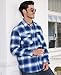 EKLENTSON Mens Flannel Shirt Jacket Cotton Long Sleeve Button Down Shirts Plaid Casual Fashion Fall Shirt Blue White XL