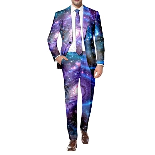 Ensemble formel homme veste pantalon tissu léger motif cosmique