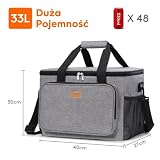 Lifewit Torba Termiczna Na Lunch, Plecak Termiczny, Lunch Bag Dla Kobiet i Mężczyzn, Przenośna Torba Piknikowa do Pracy, Piknik, Plażę, 33L, Szary