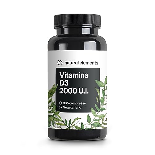 Vitamina D3 2000 U.I. – 365 compresse – per le ossa e il sistema immunitario – Integratore Vitamina D – ad alto dosaggio, senza additivi inutili – prodotto e testato in laboratorio in Germania