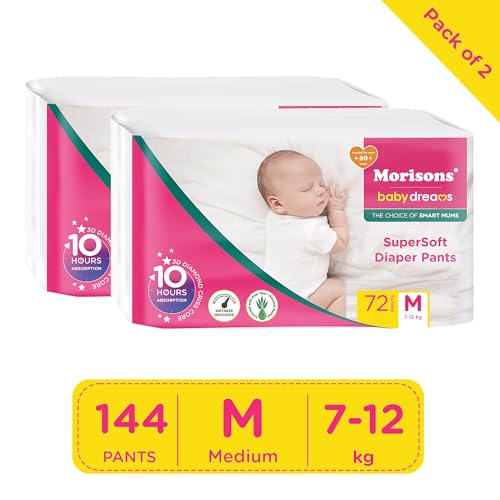 Image of Morisons babydreams THE CHOICE OF SMART MUMS Super Soft Diaper Pant-M | 144 Count (72 Count, Pack of 2)