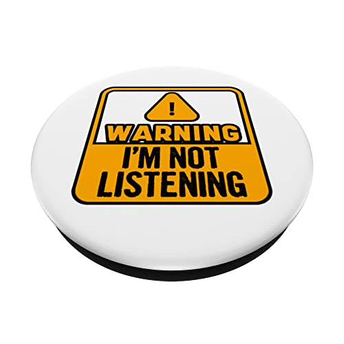 Warning I'm Not Listening -----. PopSockets Swappable PopGrip, Black - Image 2