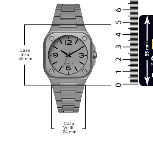 Image of Acnos Men's Premium Fiber Quartz Analog Watch - Luxury Square Dial Casual & Business Wrist Watch for Men