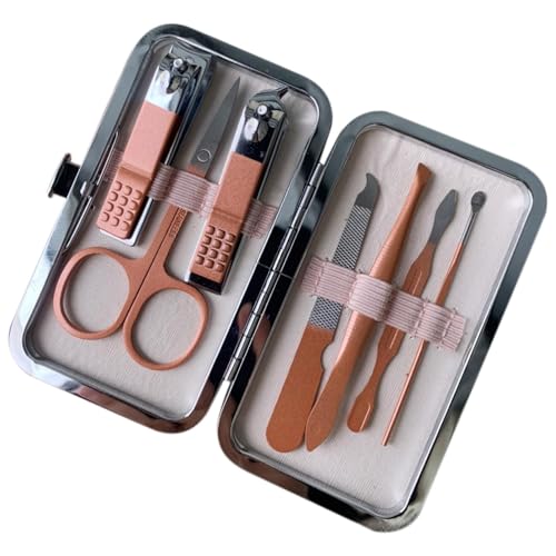 Juego de cortaúñas, kit de manicura y , Kit de uñas de viaje con cortador de uñas de acero inoxidable de 7 piezas - Kit cortauñas ligero, herramientas de manicura para mujeres, hombres, a