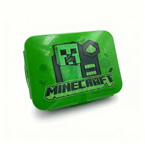HOX Minecraft Creeper Graffiti Art Bento Lunchbox mit mehreren Fächern auslaufsichere Bento-Lunchbox mit Fächern für Schule & Büro Geschenk für Minecraft-Fan & Sammler | Offizielles Merchandise