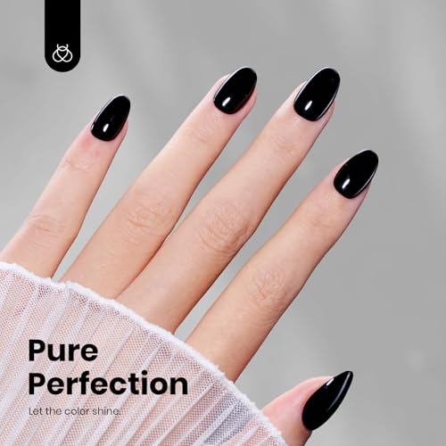 Image of Beetles Black Gel Polish 2Pcs 0.51Fl.OZ Pure Black Gel Nail Polish Set 15ml Dark Base Color Soak Off Uv Nail Lamp Art Manicure DIY Design Gift for Women Long Nights Collection