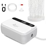 AQQA 水槽 エアーポンプ usb給電式エアーポンプ 微細な気泡 小型水槽向け 静音 コンパクト 小型 軽量 持ち運びも簡単 酸素ポンプ ぶくぶく エアレーション メダカ 金魚 水耕栽培 日本語説明書付き (ホワイト, 1W)