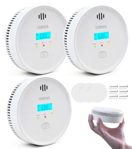 Image of Smoke and Carbon Monoxide Detector with Digital Display, 10-Year Lifespan with Replaceable Lithium Battery, Photoelectric Fire Alarm and Electrochemical CO Alarm with Test /Silence Button, 3 Pack
